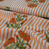 Tissu indienne fleurs et rayures - Orange - Calissone