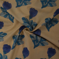 Indian floral fabric - Blue and beige - Calissone
