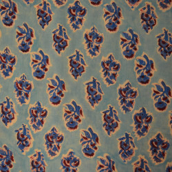 Indian floral fabric - Aqua flower - Calissone