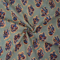 Indian floral fabric - Aqua flower - Calissone