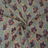 Indian floral fabric - Aqua flower - Calissone