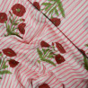Tissu indienne fleurs et rayures - Rose Rouge - Calissone