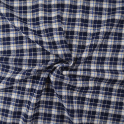 Tartan woven cotton - Navy blue - Calissone