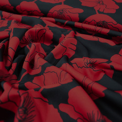 Micro satin Royal fleurs - Rouge et noir - Calissone
