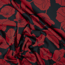 Micro satin Royal fleurs - Rouge et noir - Calissone