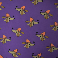 French terry imprimé Dogs and Love - Purple - Calissone