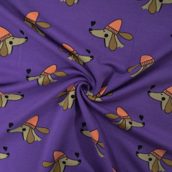 French terry imprimé Dogs and Love - Purple - Calissone