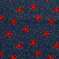 Popeline de Coton de Noël -Bleu marine - Calissone