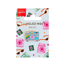 Enameled camera pin brooch - Calissone