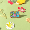 Enameled camera pin brooch - Calissone