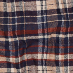 Flanelle tartan - Bleu marine et orange - Calissone