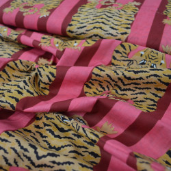 Tissu indienne Tigre Old Pink - Calissone