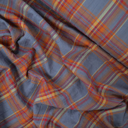 Cotton seersucker tartan - Purple and orange - Calissone