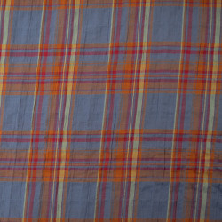 Coton seersucker tartan - Violet et orange - Calissone