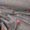 Coton brodé floral sur carreaux prince de galles - Calissone