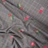 Coton brodé floral sur carreaux prince de galles - Calissone