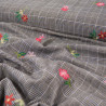 Coton brodé floral sur carreaux prince de galles - Calissone