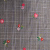 Coton brodé floral sur carreaux prince de galles - Calissone