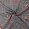 Coton brodé floral sur carreaux prince de galles - Calissone