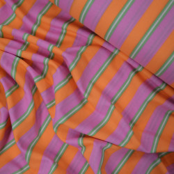 Jersey viscose à rayures - Rose et orange - Calissone