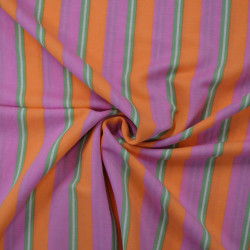 Striped viscose jersey - Pink and orange - Calissone