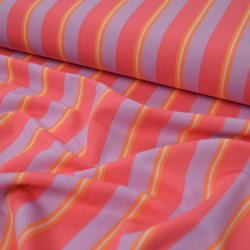 Jersey viscose à rayures - Rouge et violet - Calissone