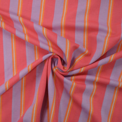 Striped viscose jersey - Red and purple - Calissone