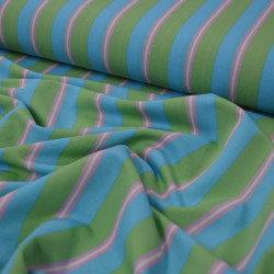 Jersey viscose à rayures - Vert et bleu pétrole - Calissone