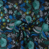 Floral embroidery on tulle - Green and blue - Calissone