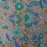 Broderie florale sur tulle - Vert et bleu - Calissone