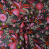 Broderie florale sur tulle - Rouge et rose - Calissone