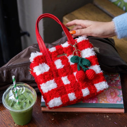 Kit de sac fourre-tout tissé - Vichy rouge - Craft Club - Calissone