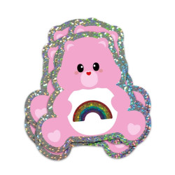 Autocollant à paillettes Care Bear arc-en-ciel - Calissone