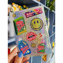 Feuille d'autocollants pailletés – Happy vibes - Calissone