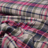 Cotton tartan flannel - Pink, khaki and navy blue - Calissone