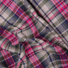 Flanelle tartan coton - Rose, kaki et bleu marine - Calissone