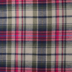 Flanelle tartan coton - Rose, kaki et bleu marine - Calissone