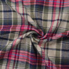 Flanelle tartan coton - Rose, kaki et bleu marine - Calissone