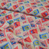 Coton Mini Market - Rose et bleu - Calissone