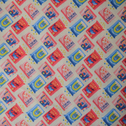 Coton Mini Market - Rose et bleu - Calissone