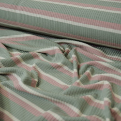 Jersey côtelé rayures - Vert menthe - Calissone