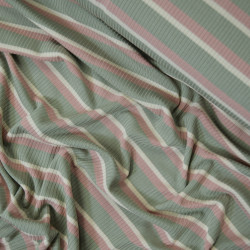 Jersey côtelé rayures - Vert menthe - Calissone