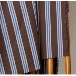 Weave Line Oat Chocolate striped cotton - Calissone