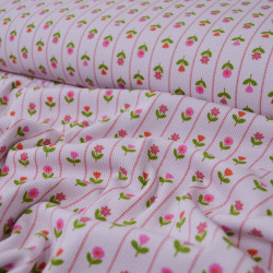 Floral ribbed cotton jersey - Pink - Calissone