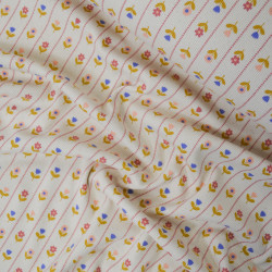 Jersey de coton côtelé floral - Beige clair - Calissone