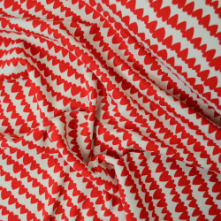 Jersey de coton côtelé - Coeurs rouges - Calissone