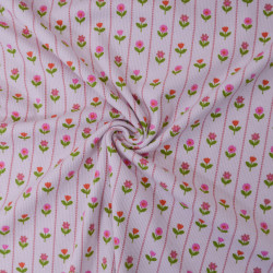 Floral ribbed cotton jersey - Pink - Calissone