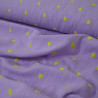 Double gaze de coton brodée - Coeurs jaune et lavande - Calissone