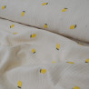 Double gaze de coton brodée - Citrons jaunes - Calissone