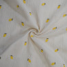 Double embroidered cotton gauze - Yellow lemons - Calissone